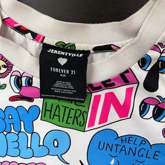 Jeremyville for Forever 21 Plus Limited Edition Pop Art Short Sleeve T-Shirt 3X - Picture 8 of 9